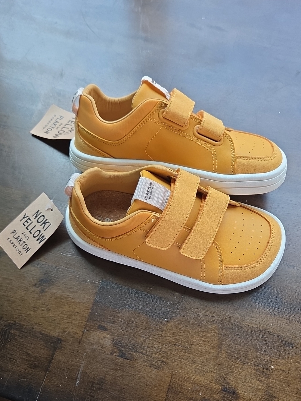 Plakton Size 13 Kids Noki Yellow Velcro Sneakers NEW